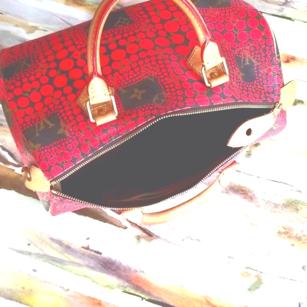 LOUIS VUITTON Speedy 30 Yayoi Kusama 2012 LTD ED Pumpkin Infinity Red Purs Bag - Picture 11 of 16